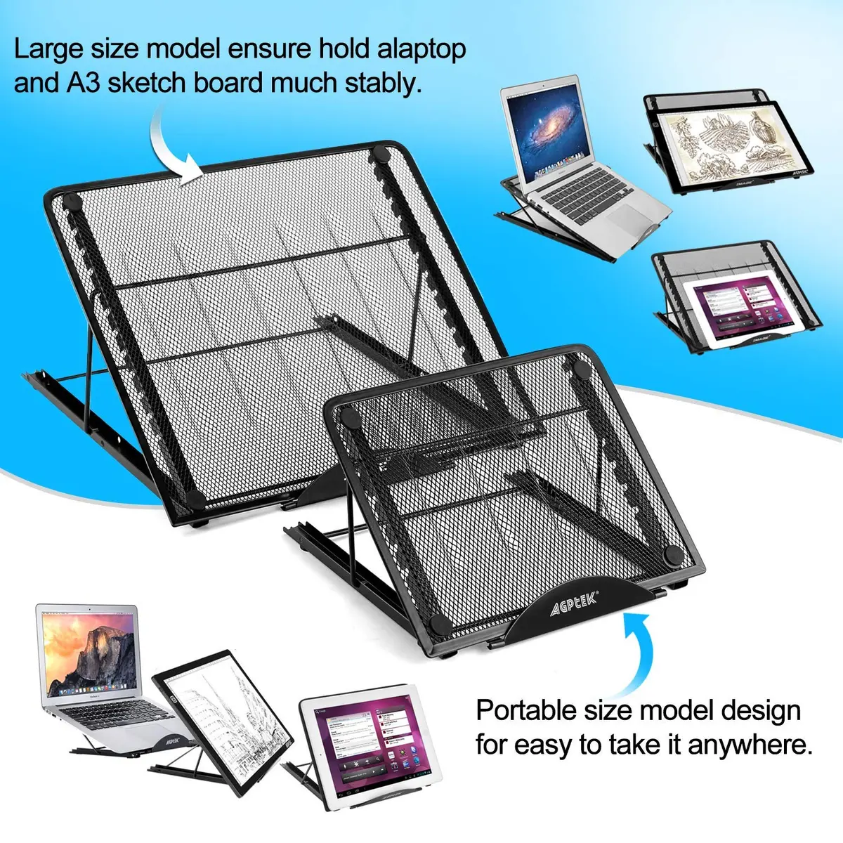 IMAGE Laptop Stand Foldable Portable Ventilated Adjustable 12-Angle, Compatible with 10"-17" Notebooks & Light Box Pad - view 9