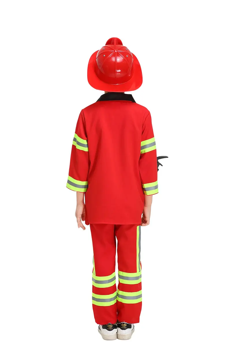 yolsun Kids Fireman Costume Set Halloween Role Play Dress Up Red 4-5Y | Authentic Firefighter Style for Boys - view 2