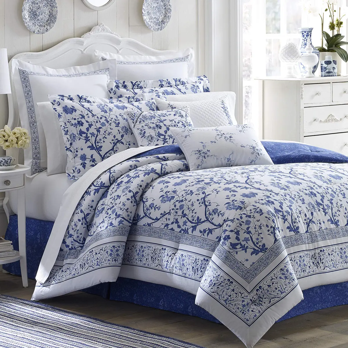 Laura Ashley Charlotte Collection Duvet Set Full/Queen | Elegant Floral Cotton Bedding - main product image