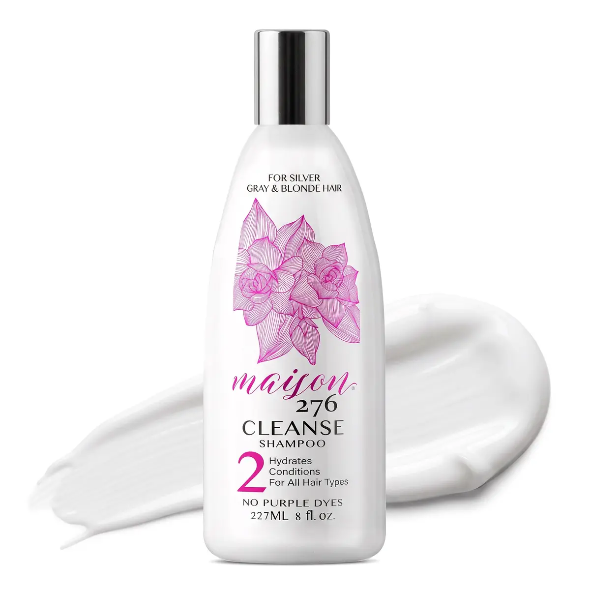 Maison 276 HYDRATE Shampoo for Grey & Silver Hair – Deep Hydration, Gentle Cleanse, No Purple Dyes, Plant-Based Care for Naturally Grey Hair, Sulfate-Free, 8 oz - main product image