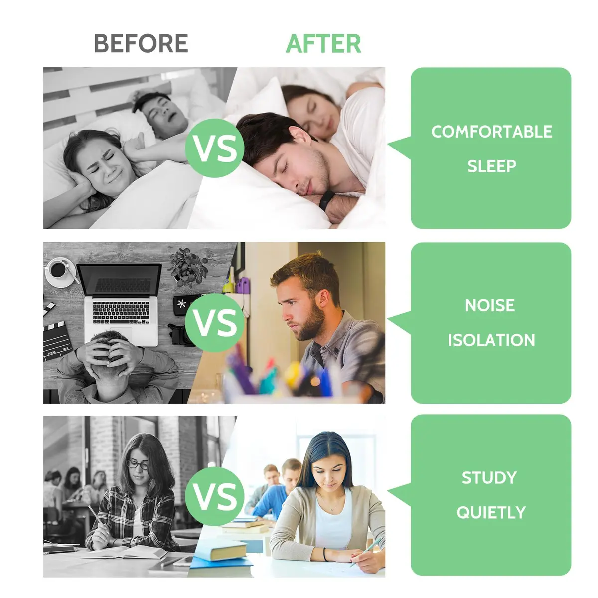 LYSIAN Soft Foam Ear Plugs for Sleeping 60 Pairs | 38dB Noise Reduction, Green - view 7