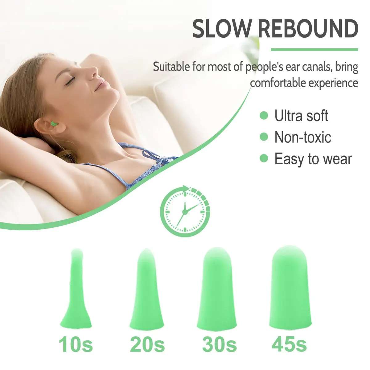 LYSIAN Soft Foam Ear Plugs for Sleeping 60 Pairs | 38dB Noise Reduction, Green - view 3