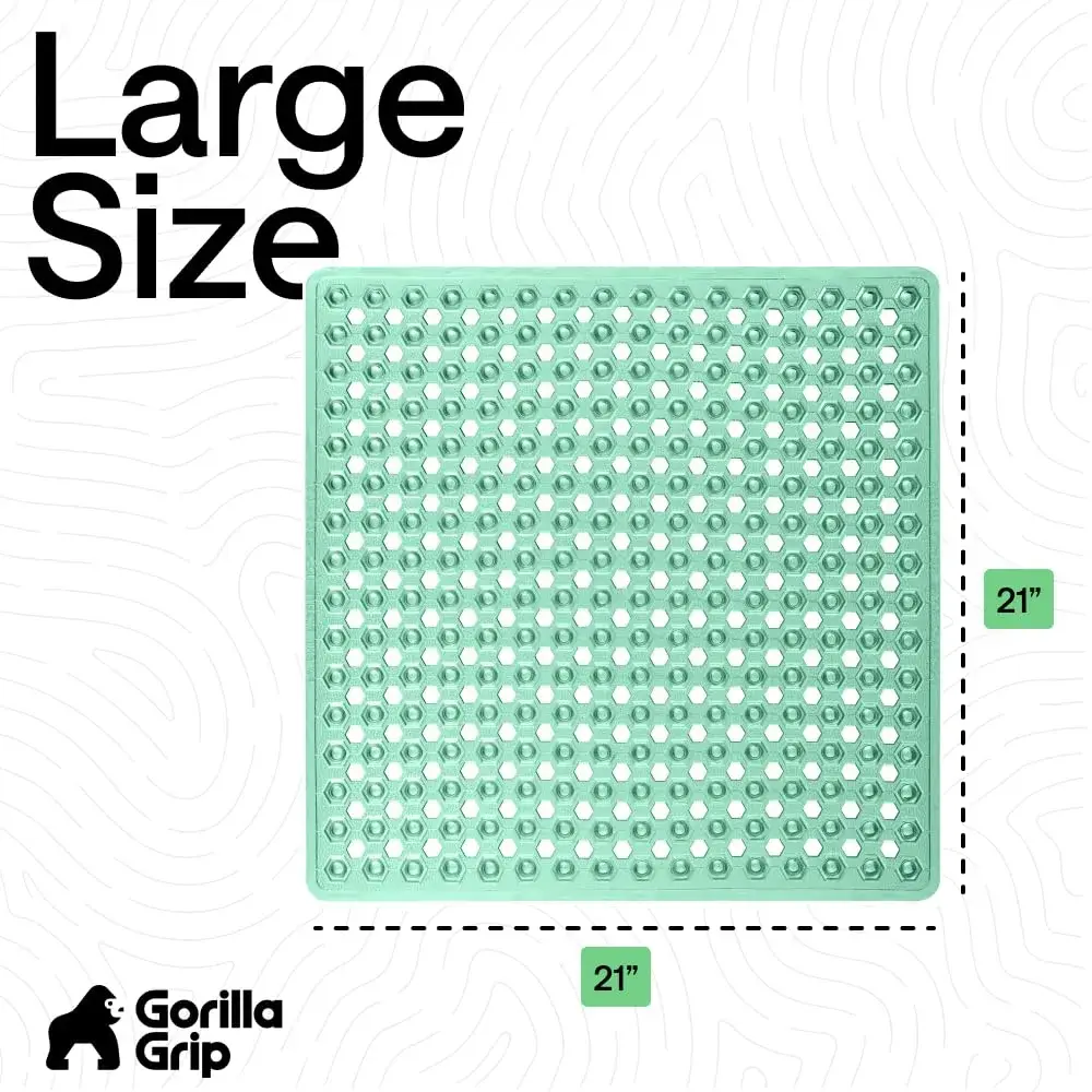 GORILLA GRIP Square Shower Stall Mat 53cm x 53cm (21" x 21") | Patented Suction Grip for Secure Placement - view 7