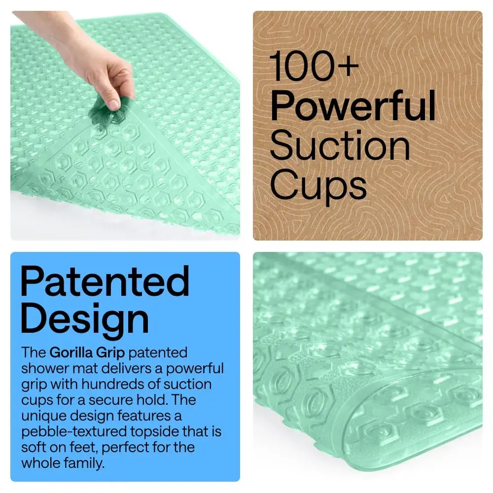GORILLA GRIP Square Shower Stall Mat 53cm x 53cm (21" x 21") | Patented Suction Grip for Secure Placement - view 3