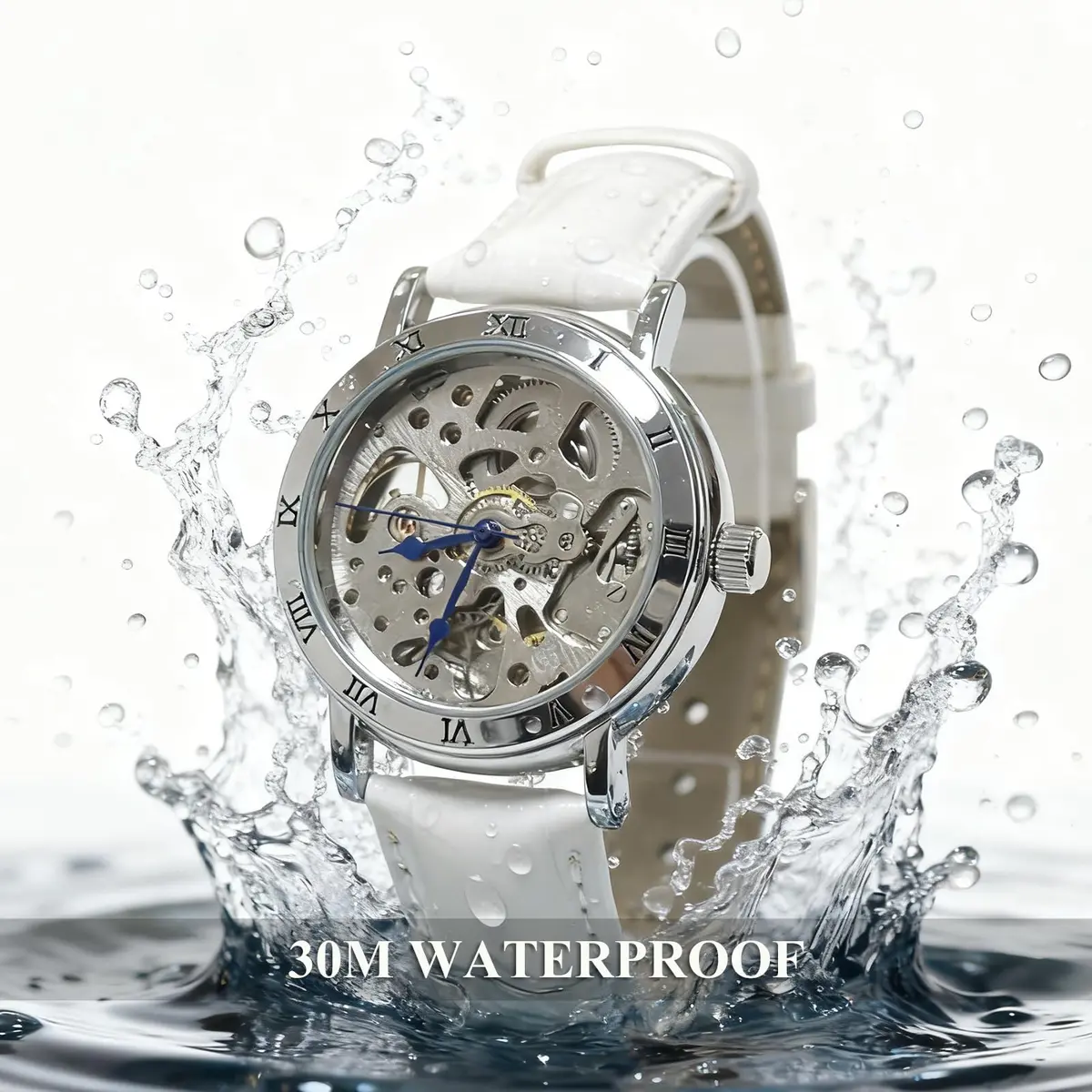Gute Automatic Skeleton Watch Women Leather Mechanical Stainless | Steampunk Style, 36mm, Water-Resistant - view 5