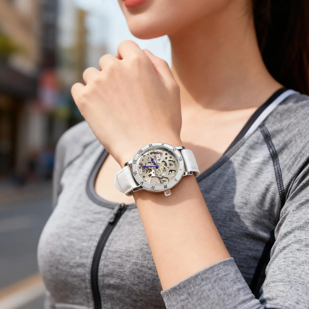 Gute Automatic Skeleton Watch Women Leather Mechanical Stainless | Steampunk Style, 36mm, Water-Resistant - view 9