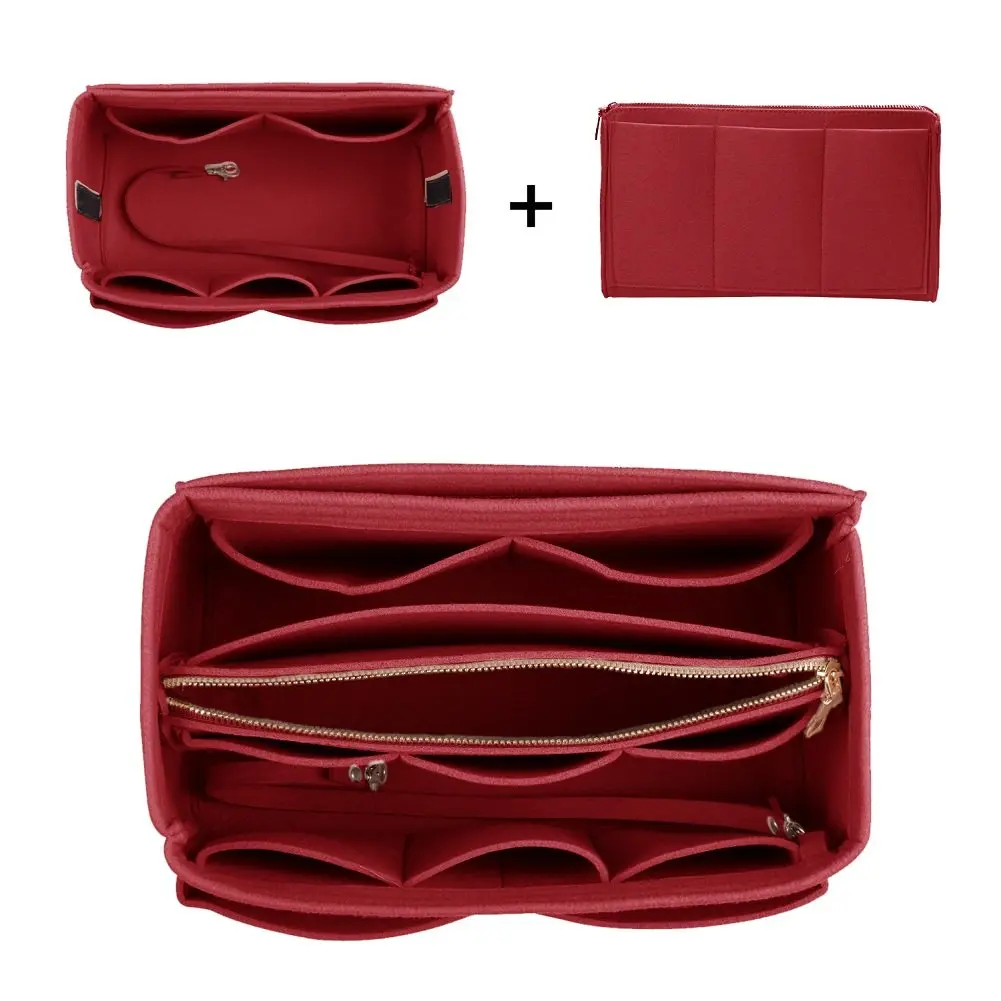 ZTUJO Felt Purse Organizer Insert, 7 Sizes, Red | Detachable Wallet & Metal Zipper (70-120c) - view 6