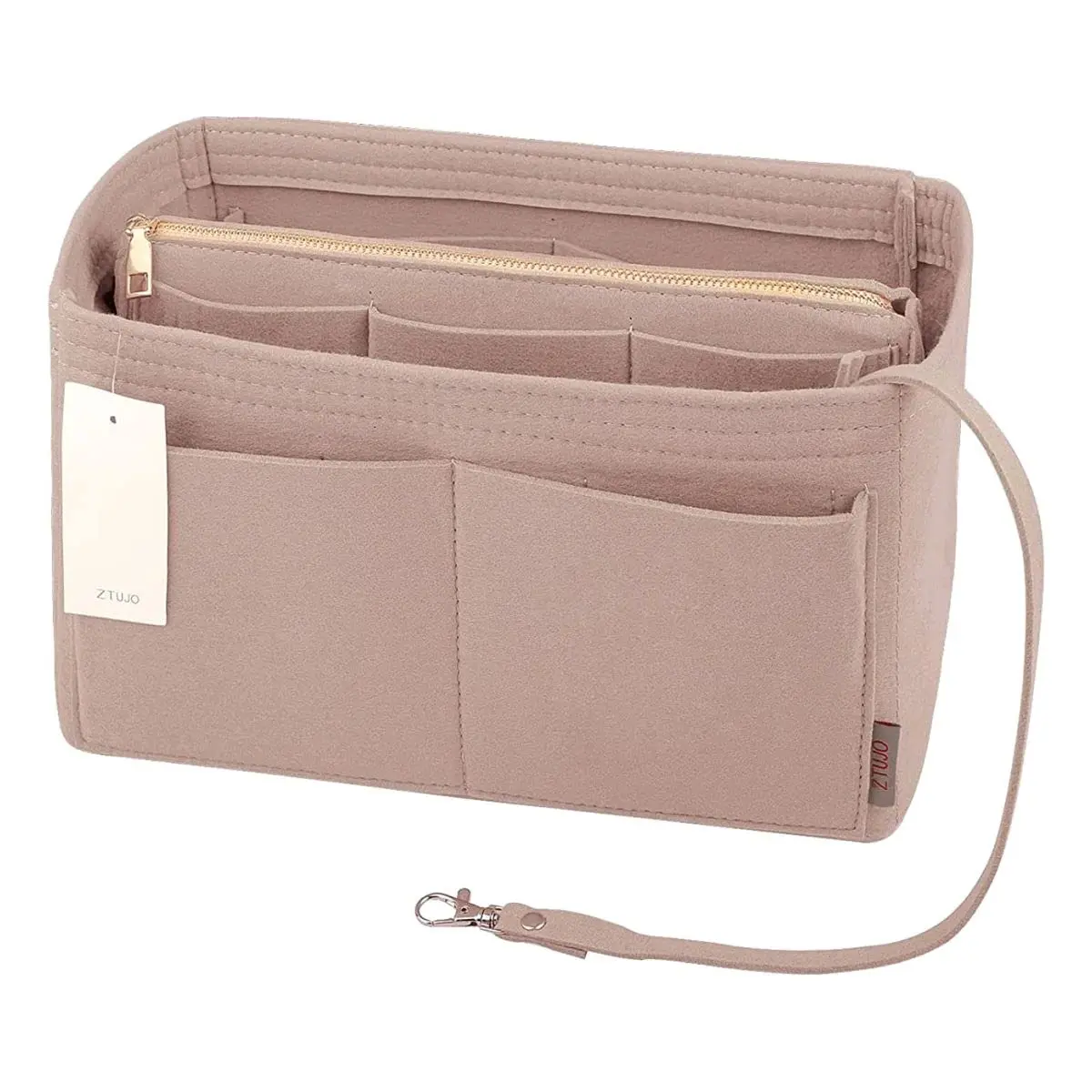 ZTUJO Felt Purse Organizer Insert, 7 Sizes, Red | Detachable Wallet & Metal Zipper (70-120c) - view 4