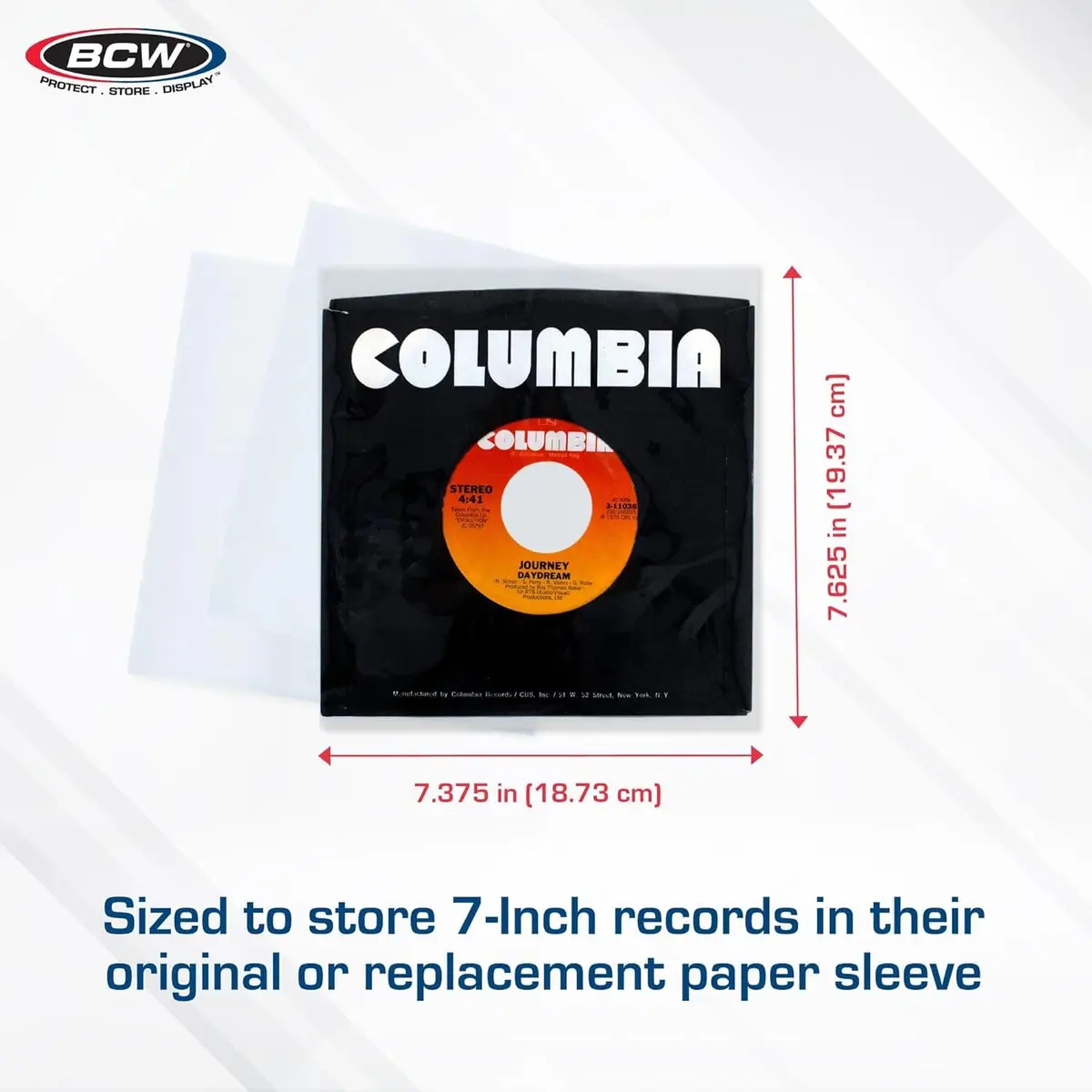 BCW 45 RPM Record Sleeves - 400 Count | 7.375 x 7.625 inches (18.7 x 19.4 cm) | Archival Polypropylene Outer Sleeves for 7-Inch Vinyl Records - view 3