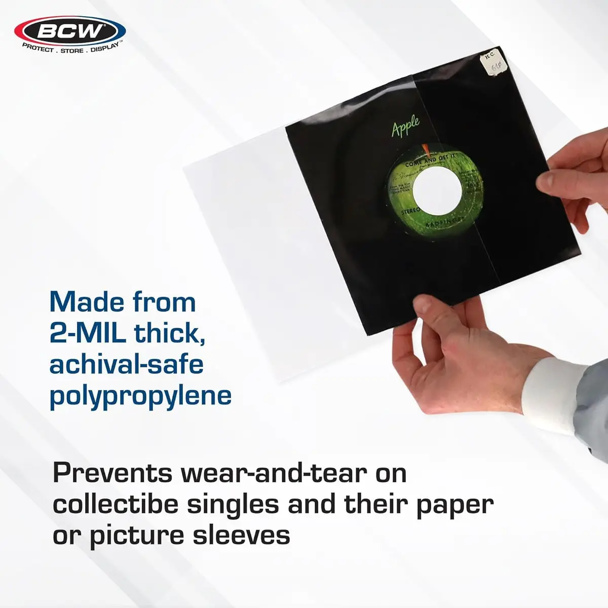 BCW 45 RPM Record Sleeves - 400 Count | 7.375 x 7.625 inches (18.7 x 19.4 cm) | Archival Polypropylene Outer Sleeves for 7-Inch Vinyl Records - view 4