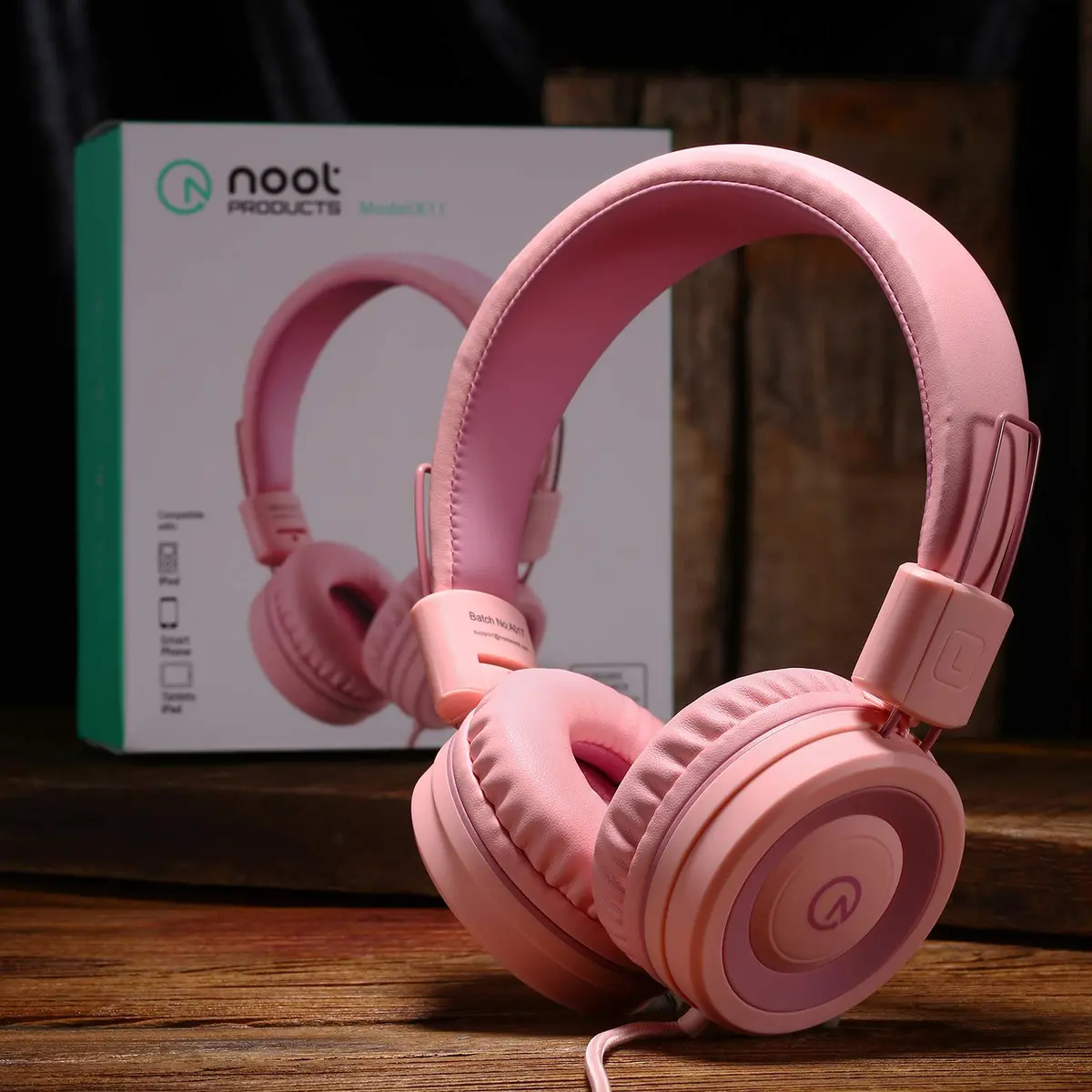 Noot Products K11 Kids Headphones Wired 3.5mm Jack Soft Pink | Tangle-Free, Adjustable & Foldable - view 2
