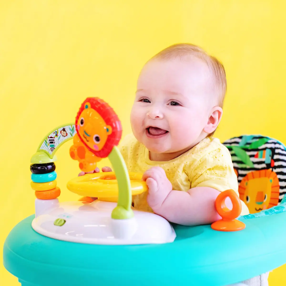Bright Starts Zig Zag Zebra Baby Walker with Steering Wheel, Lights & Songs | Adjustable Height, Removable Activity Center, Ages 6 Months+ - view 5