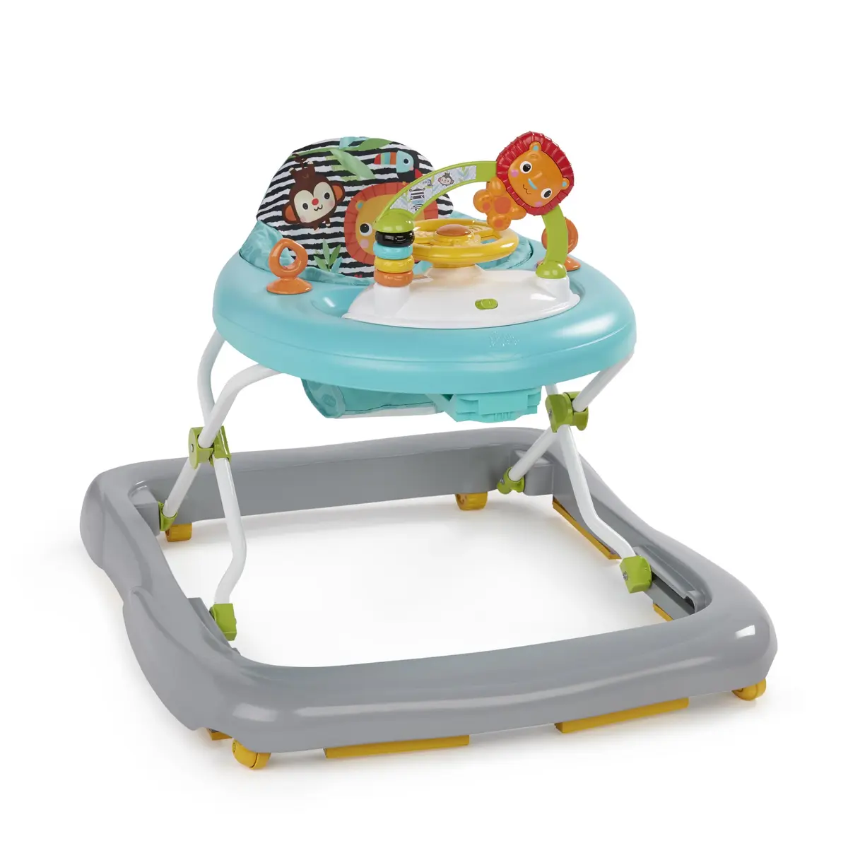 Bright Starts Zig Zag Zebra Baby Walker with Steering Wheel, Lights & Songs | Adjustable Height, Removable Activity Center, Ages 6 Months+ - view 9