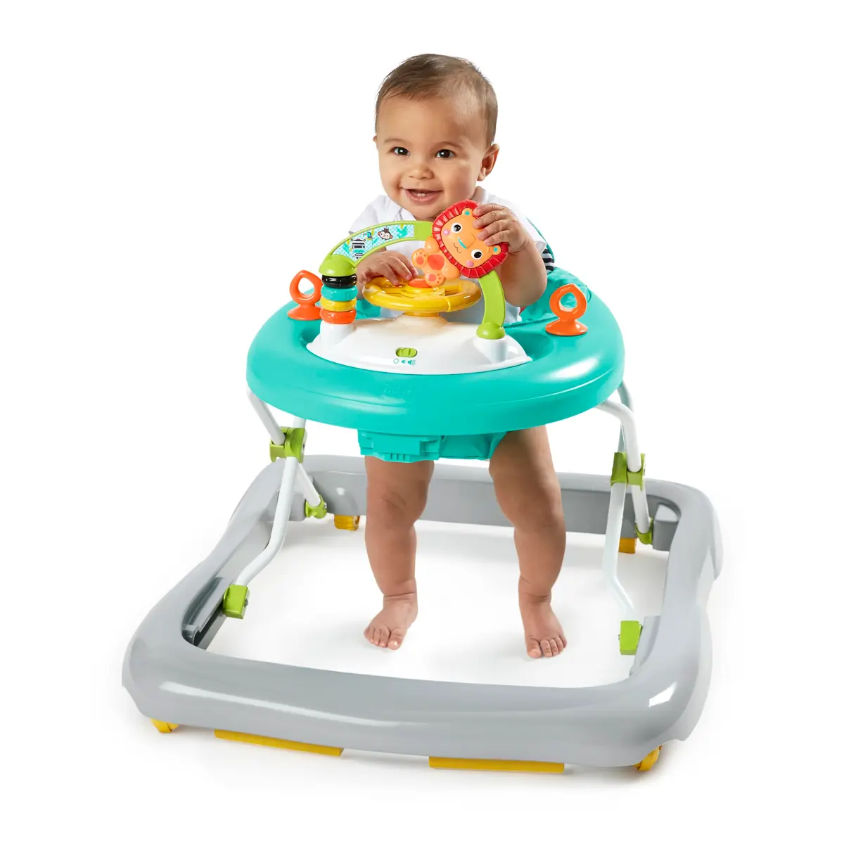 Bright Starts Zig Zag Zebra Baby Walker with Steering Wheel, Lights & Songs | Adjustable Height, Removable Activity Center, Ages 6 Months+ - view 2