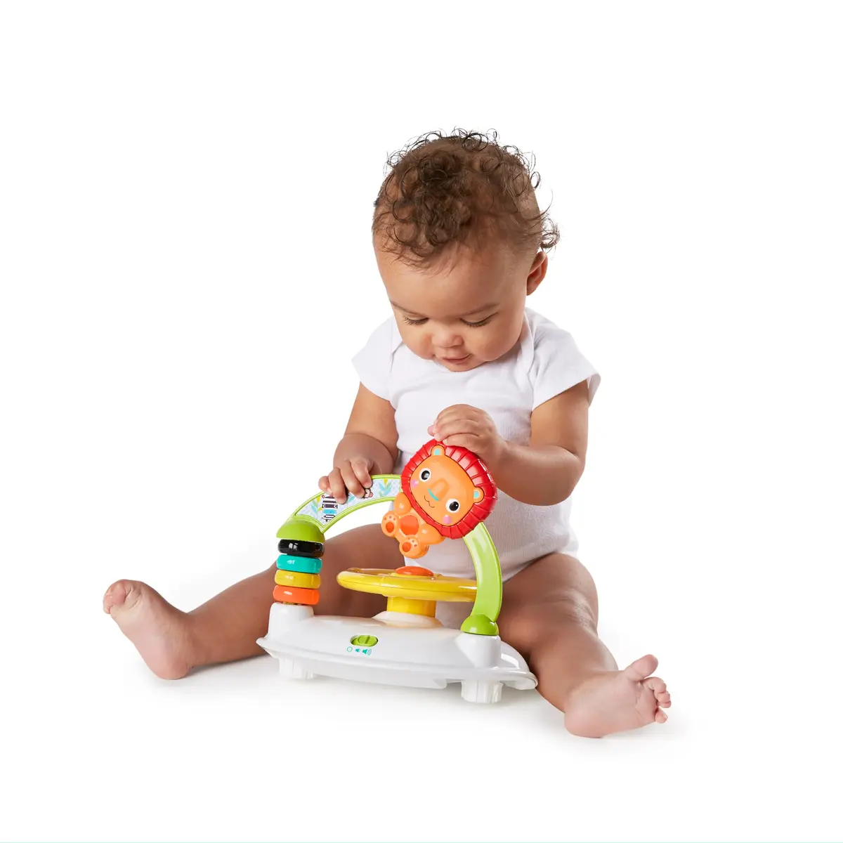Bright Starts Zig Zag Zebra Baby Walker with Steering Wheel, Lights & Songs | Adjustable Height, Removable Activity Center, Ages 6 Months+ - view 3