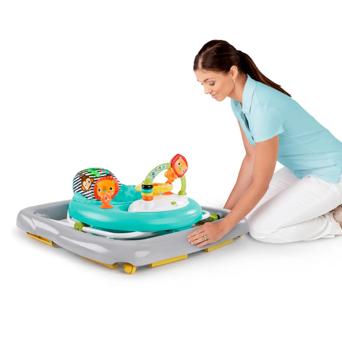 Bright Starts Zig Zag Zebra Baby Walker with Steering Wheel, Lights & Songs | Adjustable Height, Removable Activity Center, Ages 6 Months+ - view 4