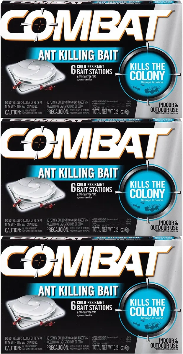 Combat Ant Bait Stations 6 Count | Child-Resistant, No-Mess, Up to 3 Months Protection - main product image