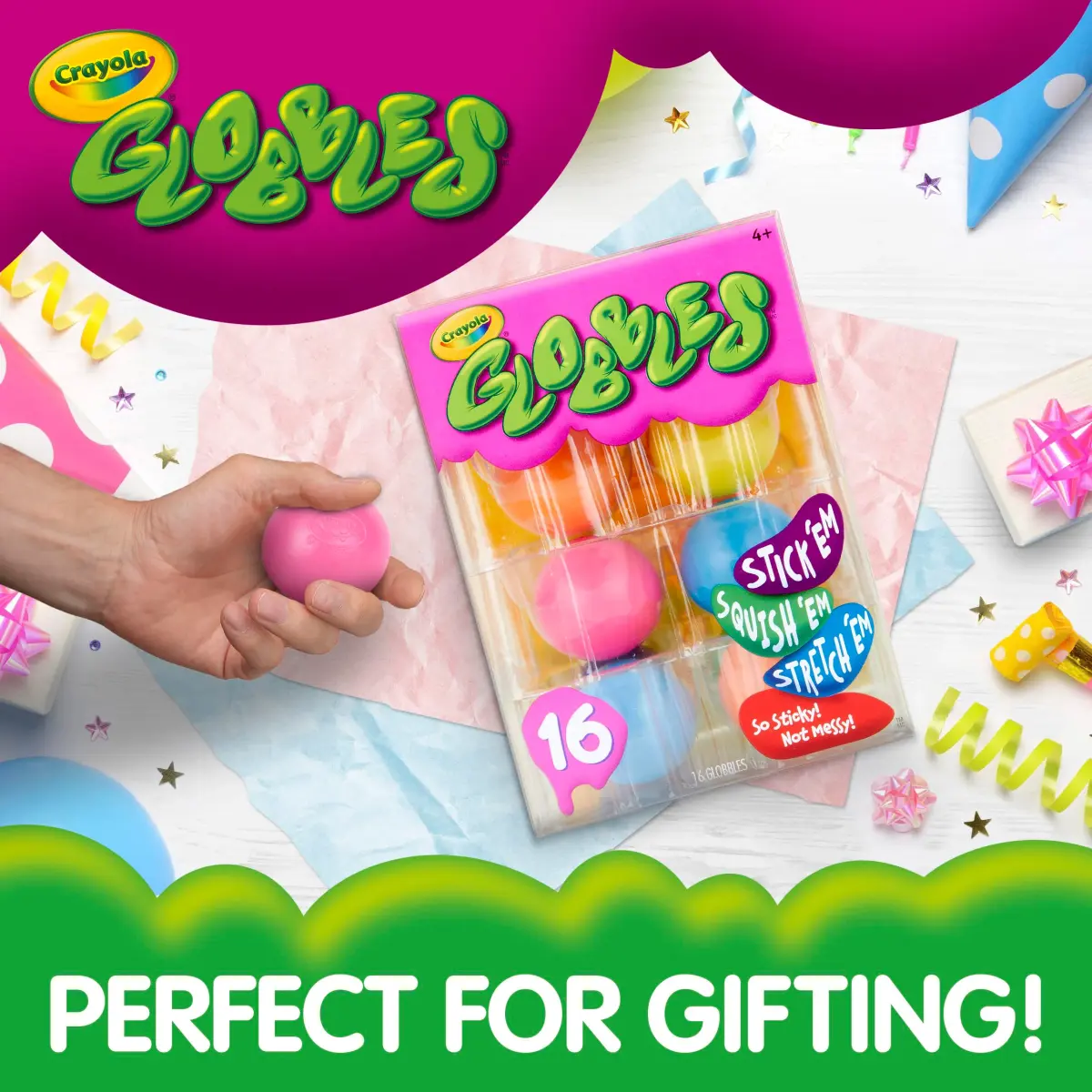 Crayola Globbles Squish Toys (16 Count, 0.29 kg) | Sticky Stress Balls for Kids & Adults - view 5