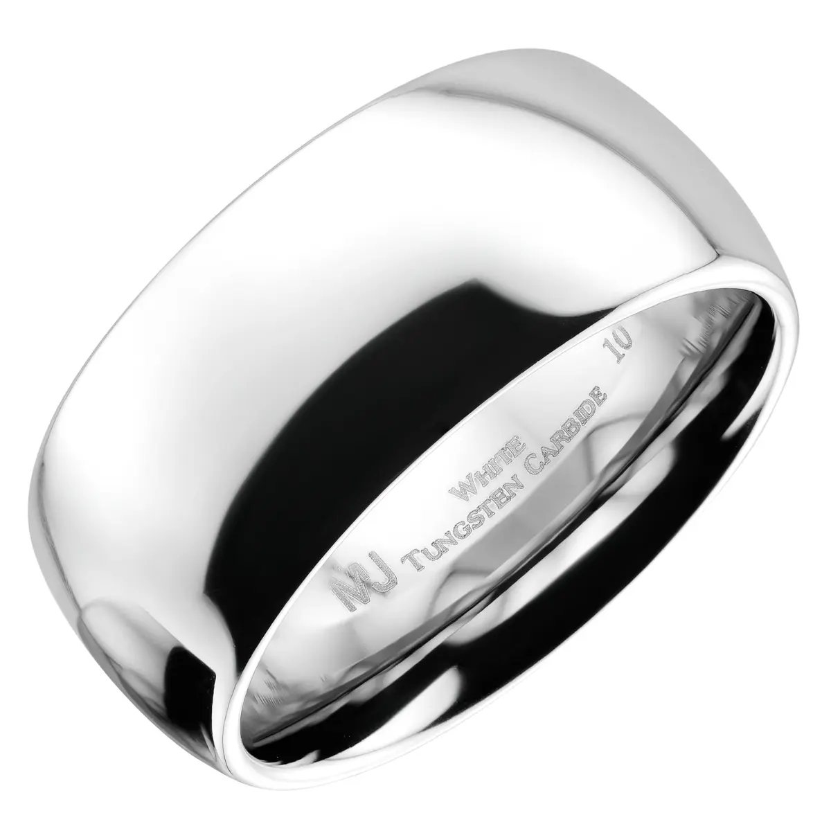 MJ Metals Jewelry Classic Mirror Polished White Tungsten Carbide 10mm Comfort Fit Wedding Band Ring Size 8 | Durable Scratch-Resistant Wedding Ring - main product image