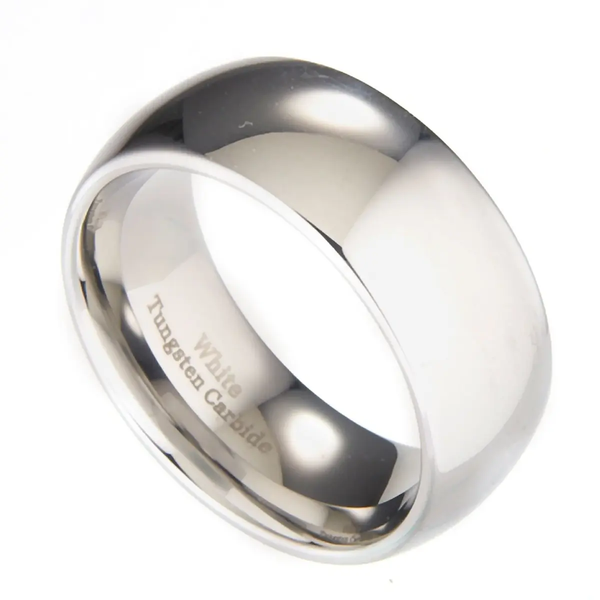 MJ Metals Jewelry Classic Mirror Polished White Tungsten Carbide 10mm Comfort Fit Wedding Band Ring Size 8 | Durable Scratch-Resistant Wedding Ring - view 4