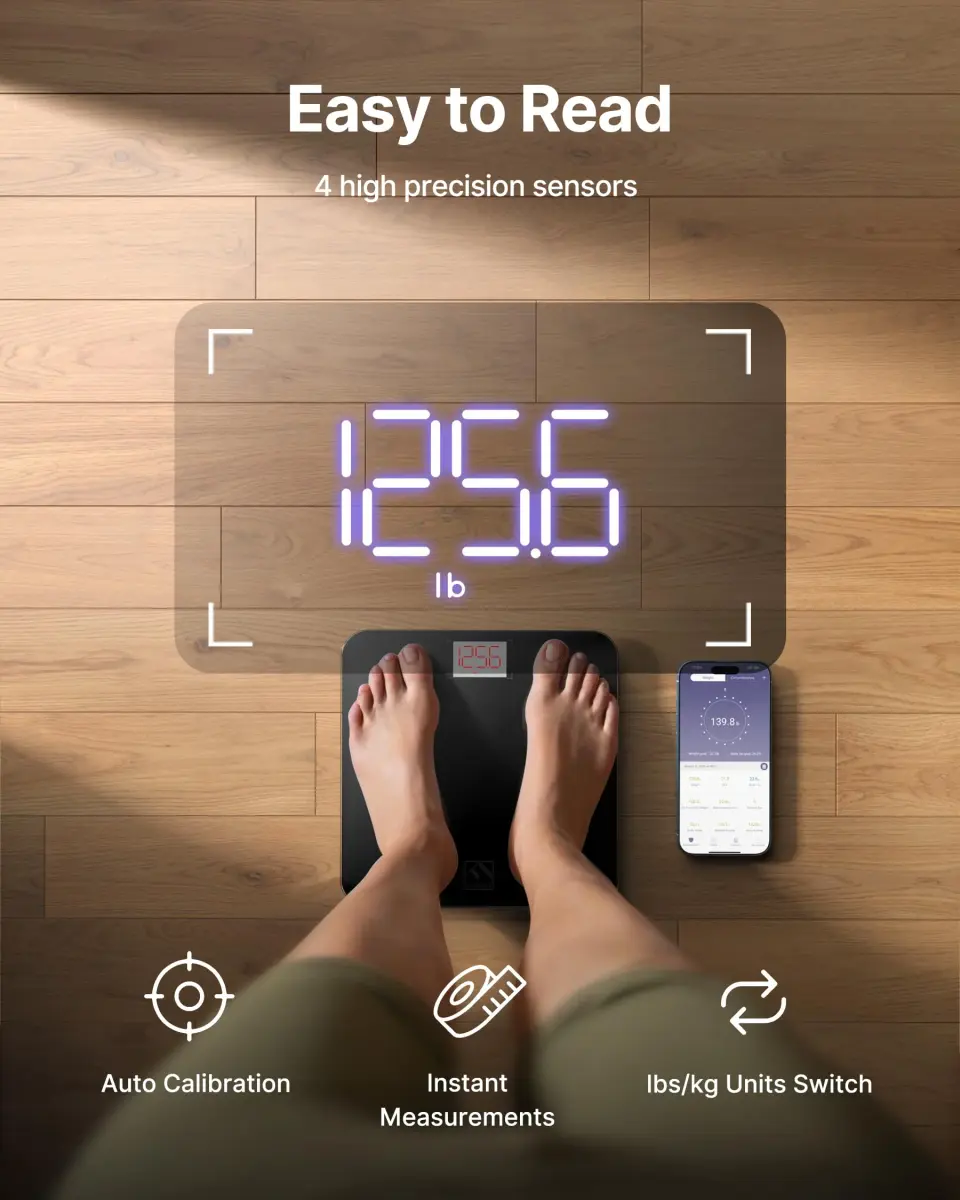 FITINDEX Smart Body Composition Scale Black | Measures 13 Metrics Including BMI & Body Fat - view 7