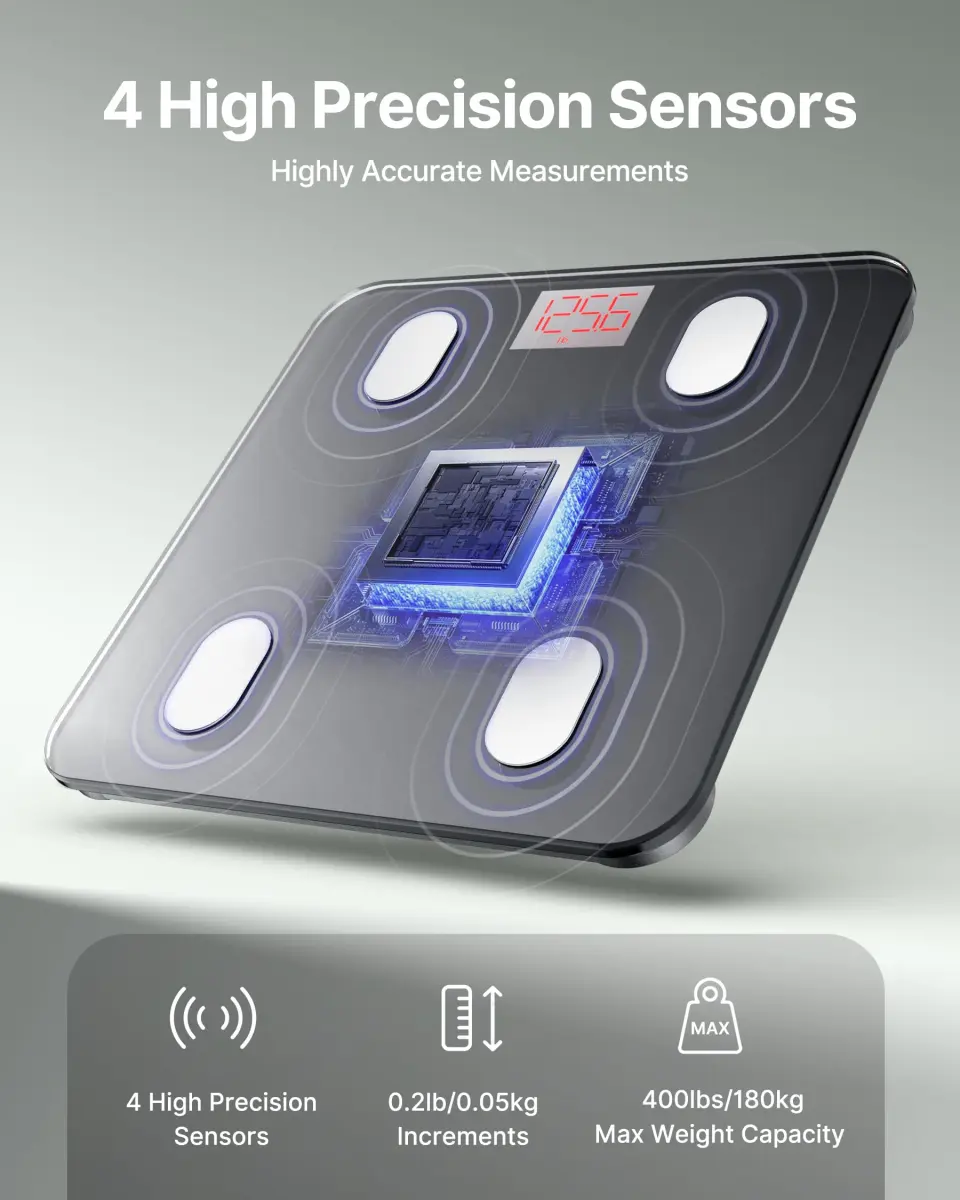 FITINDEX Smart Body Composition Scale Black | Measures 13 Metrics Including BMI & Body Fat - view 2