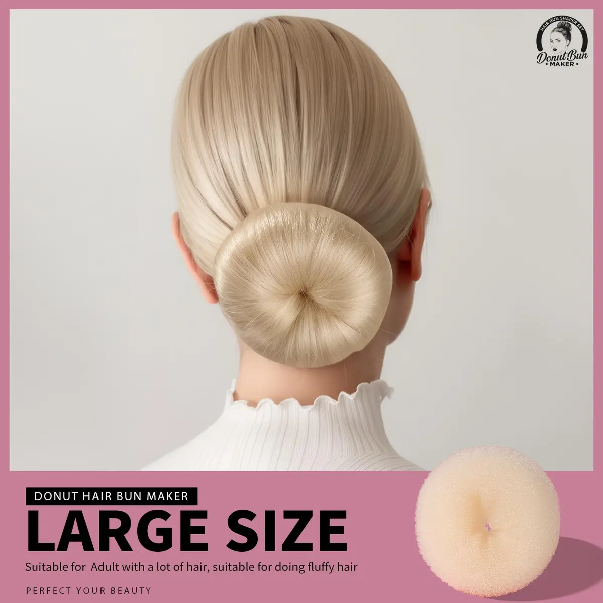 Teenitor Hair Bun Maker Set with Blonde Bobby Pins | Extra-Large, Large, Medium, Small Sizes for All Hair Types - view 2