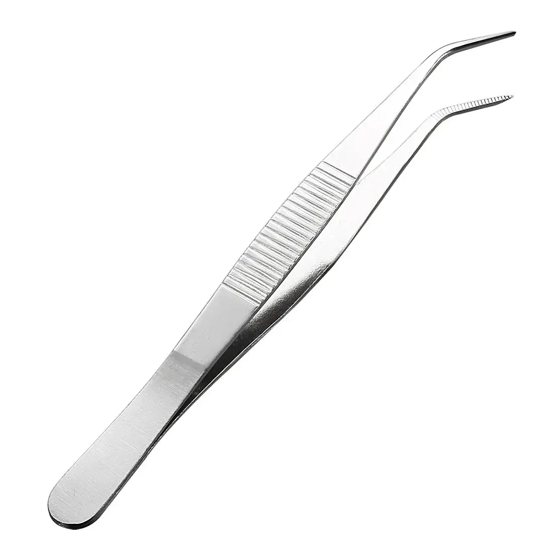 uxcell Curved Pointed Serrated Tweezers 140mm (5.5 Inch) | 2 Pcs Stainless Steel - view 4