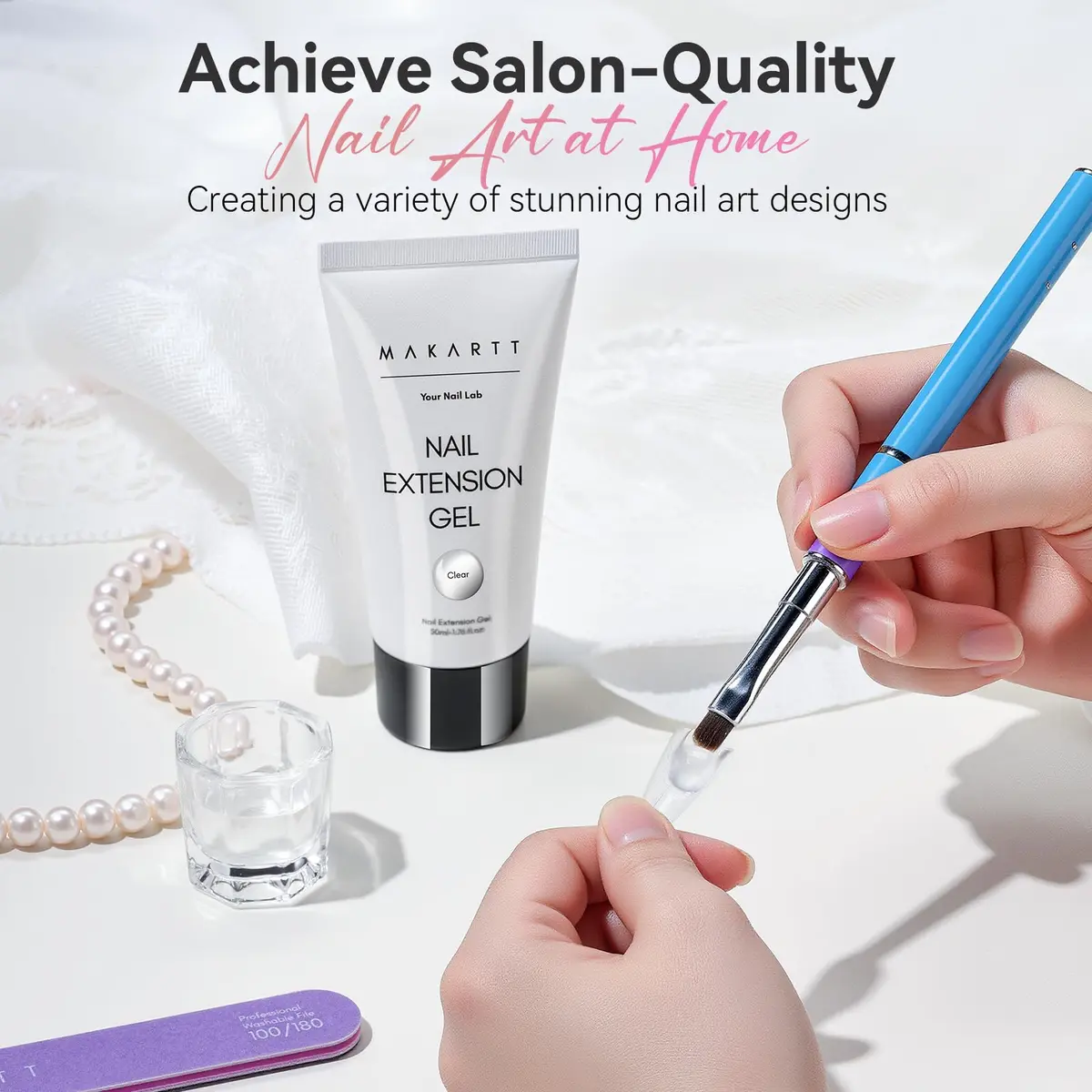 Makartt Clear Poly Nail Gel 50ML for Extensions, Overlays | Professional Salon Quality for DIY Nail Art - view 2