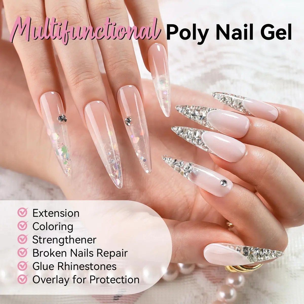 Makartt Clear Poly Nail Gel 50ML for Extensions, Overlays | Professional Salon Quality for DIY Nail Art - view 3