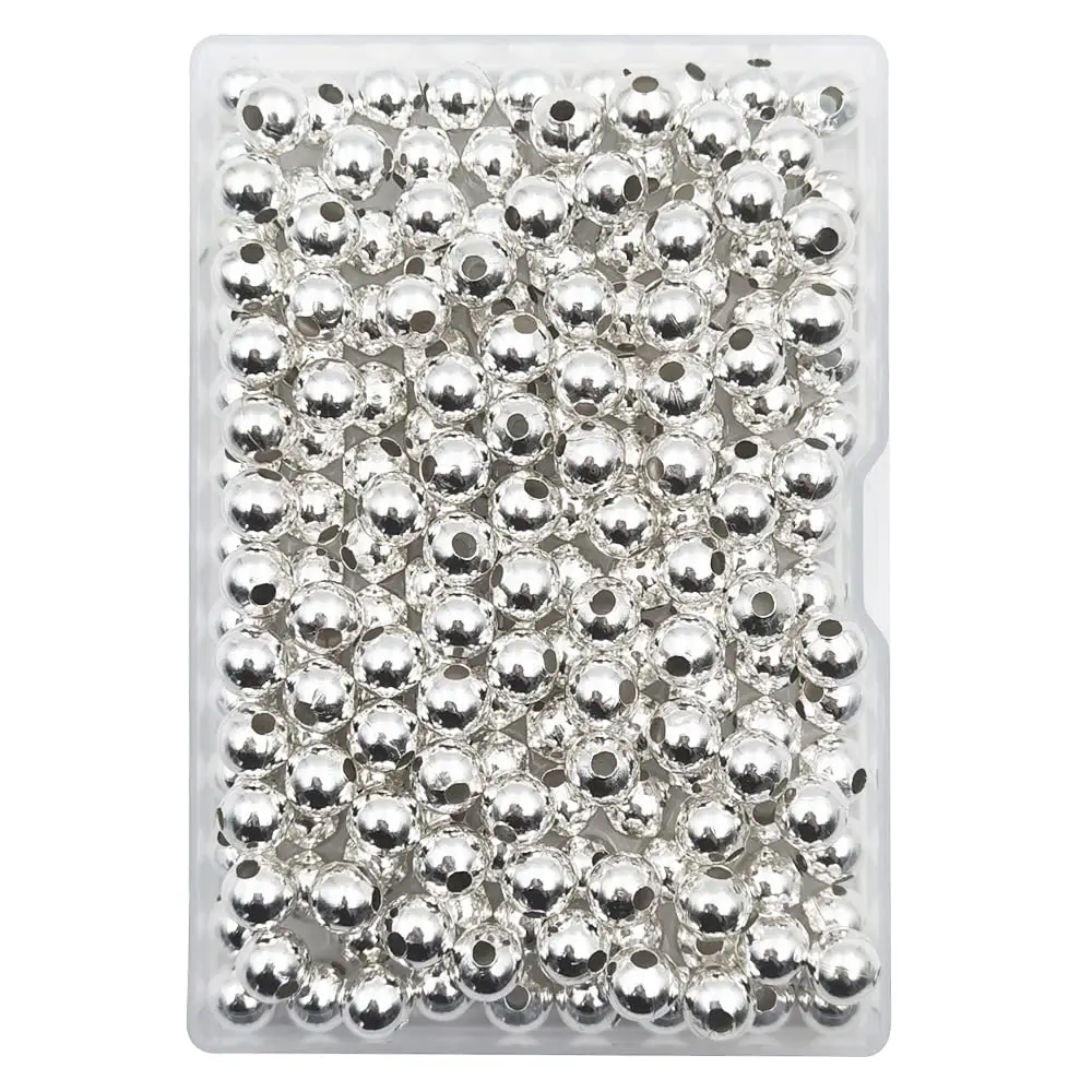 INSPIRELLE Silver Iron Metal Spacer Bead 8mm | Round Jewelry Beads for Crafts - main product image