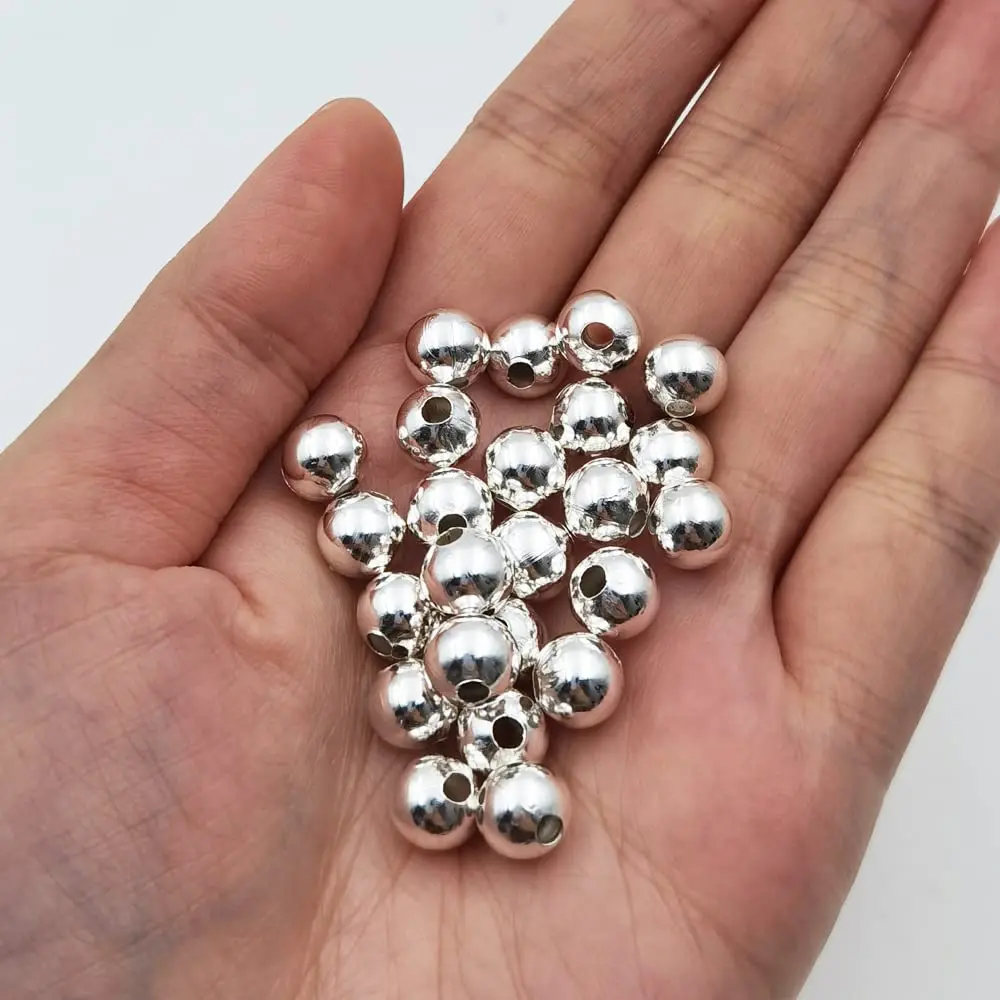 INSPIRELLE Silver Iron Metal Spacer Bead 8mm | Round Jewelry Beads for Crafts - view 3