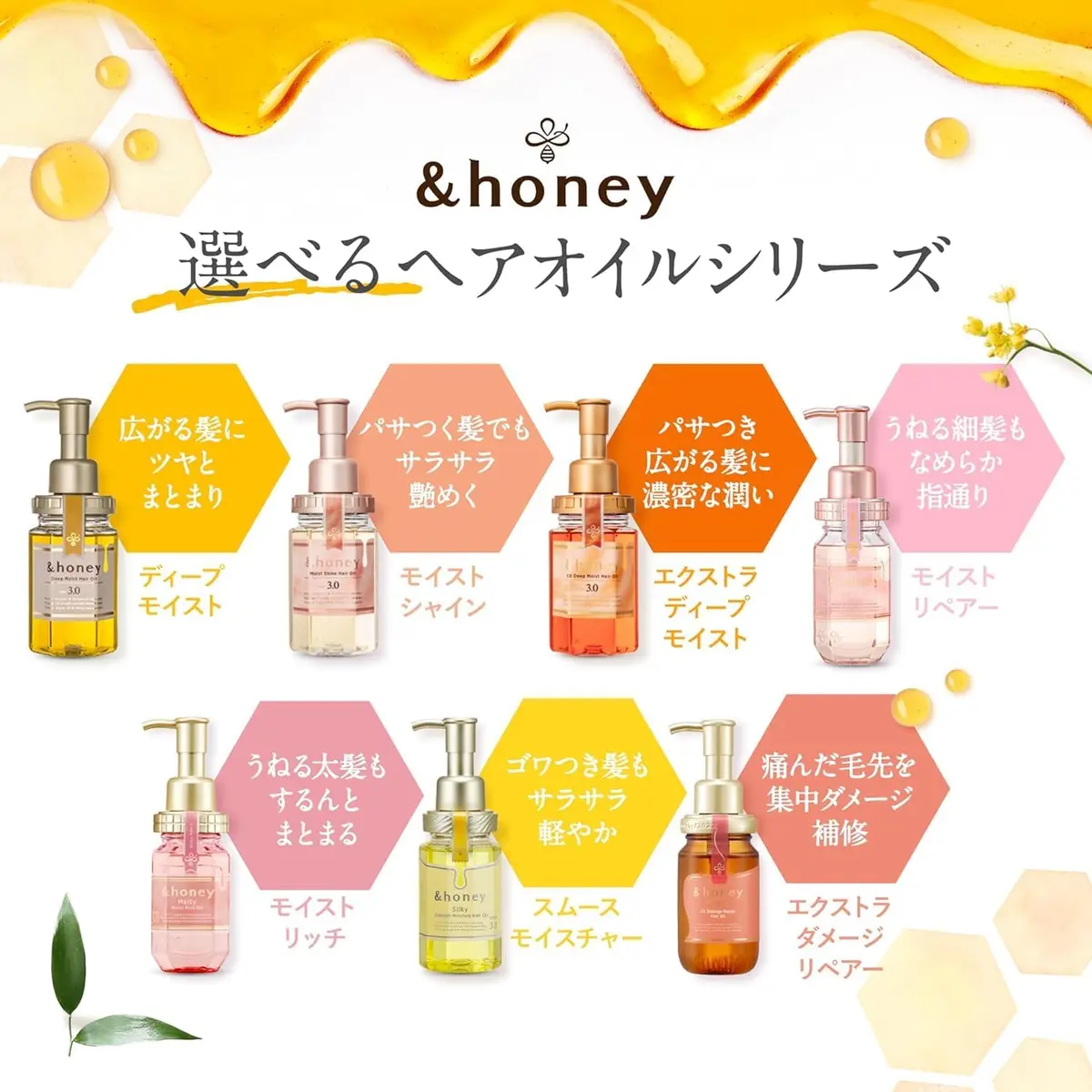 & Honey Deep Moist Hair Oil | Bulgarian Damask Rose Honey & Moroccan Oil, 100ml (3.4 oz) | Deep Hydrating & Replenishing - view 2