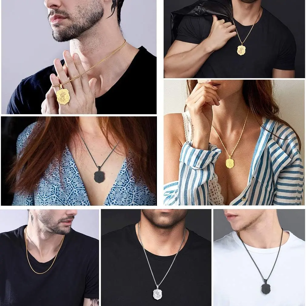 FaithHeart St Michael Archangel Pendant Necklace for Men, 50cm (20+2 inch) Gold Stainless Steel - view 2