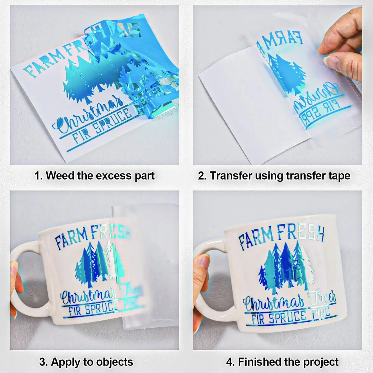 VINYL FROG Opal Lake Blue Holographic Adhesive Vinyl Roll 30cm x 152cm (1ft x 5ft) | Permanent Craft Vinyl for DIY Projects - view 4