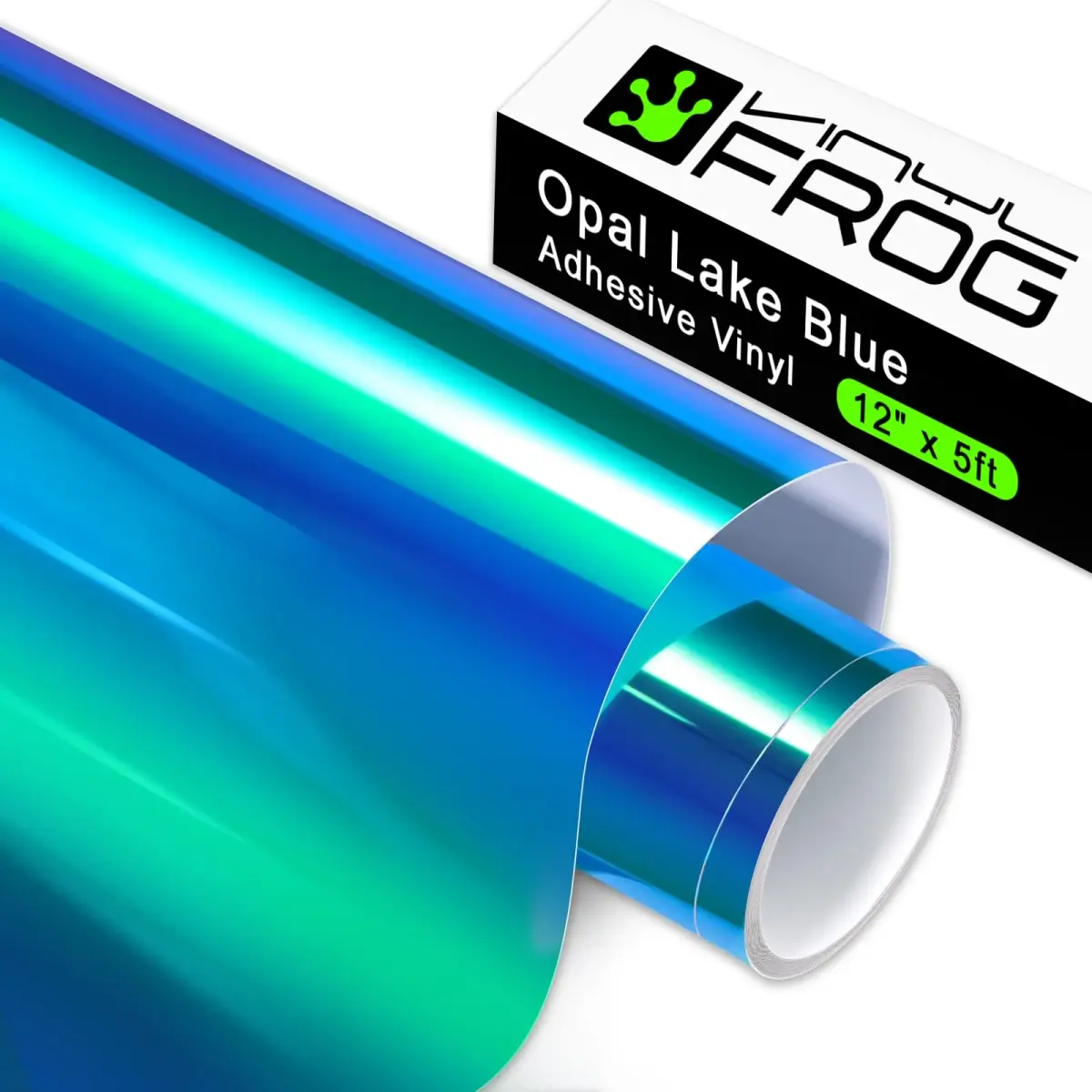 VINYL FROG Opal Lake Blue Holographic Adhesive Vinyl Roll 30cm x 152cm (1ft x 5ft) | Permanent Craft Vinyl for DIY Projects - main product image