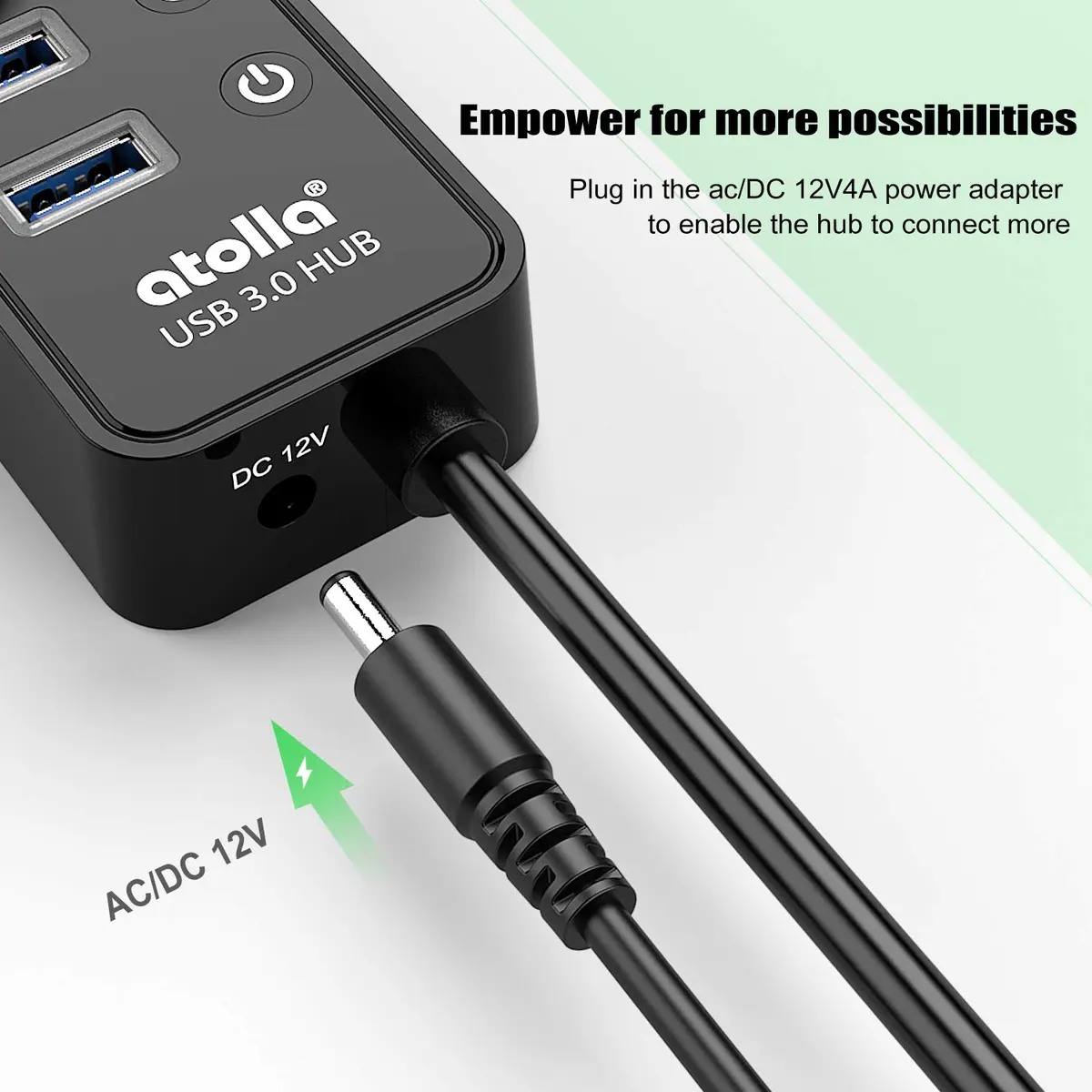 atolla Powered USB 3.0 Hub with 11 Ports | 7 Data + 4 Charging Ports, 12V/4A Power Adapter, Plug & Play (70-120c) - view 6