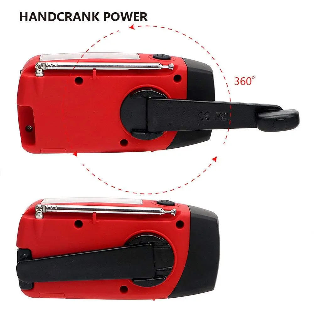 TFTDOUP Emergency Weather Radio with Flashlight & Phone Charger, Red, 2000mAh Battery | AM/FM/NOAA Broadcasts - view 5