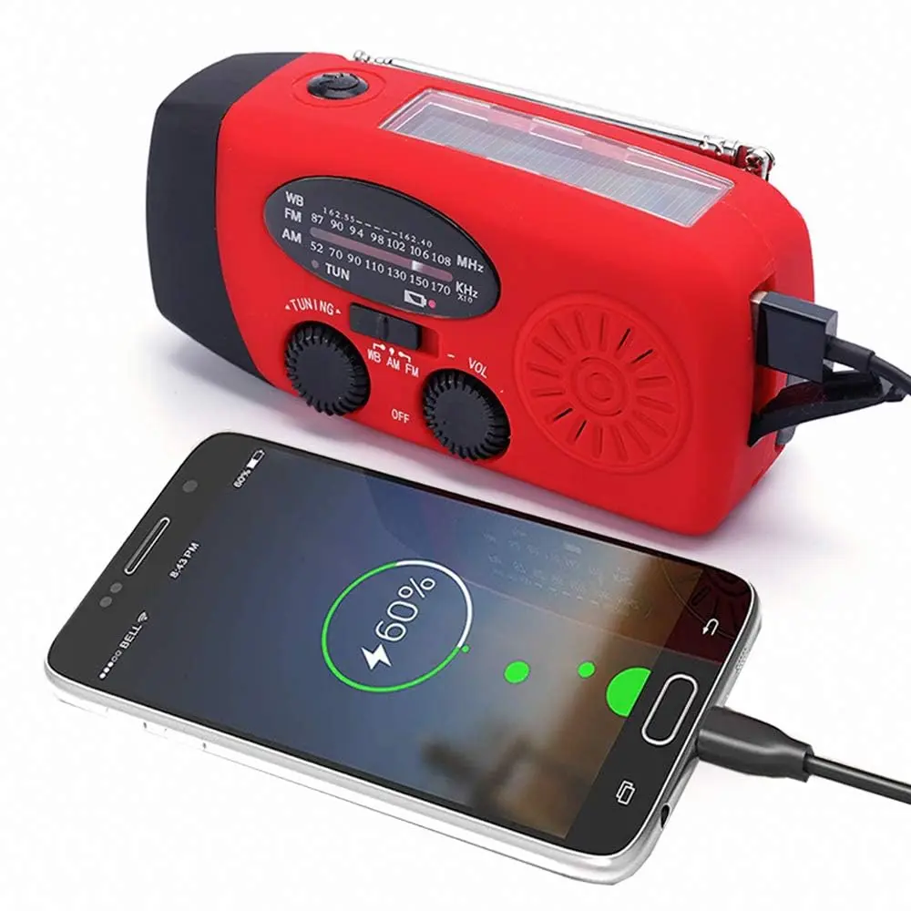 TFTDOUP Emergency Weather Radio with Flashlight & Phone Charger, Red, 2000mAh Battery | AM/FM/NOAA Broadcasts - view 3