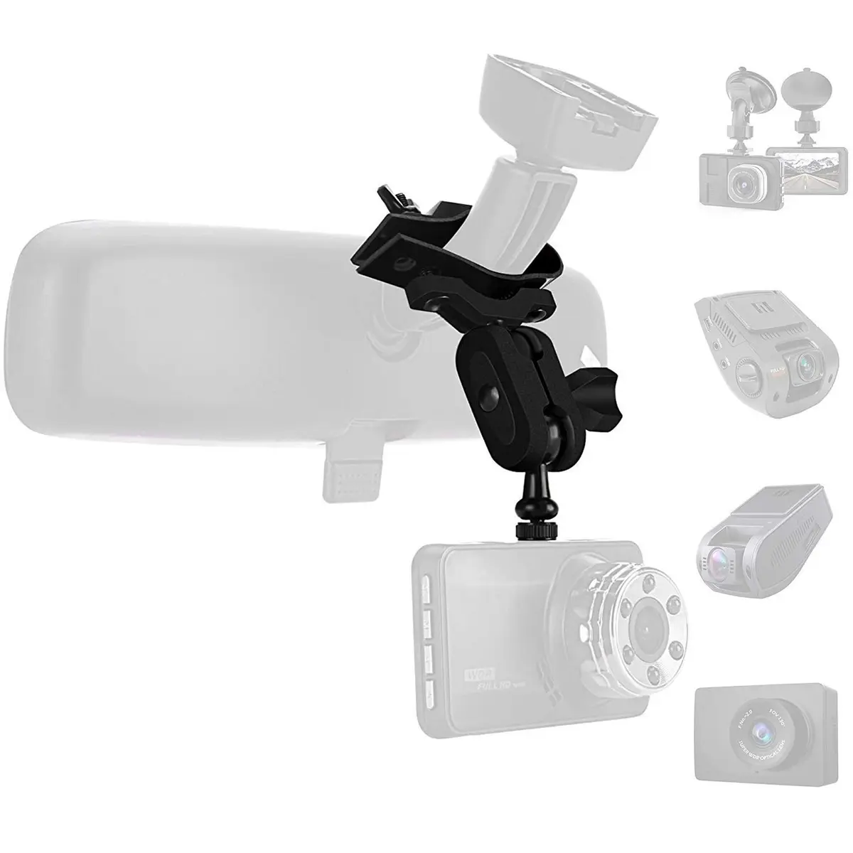SoeKoa Dash Cam Mirror Mount with 16 Joints | 360° Rotation, Compatible with Most Dash Cams - main product image