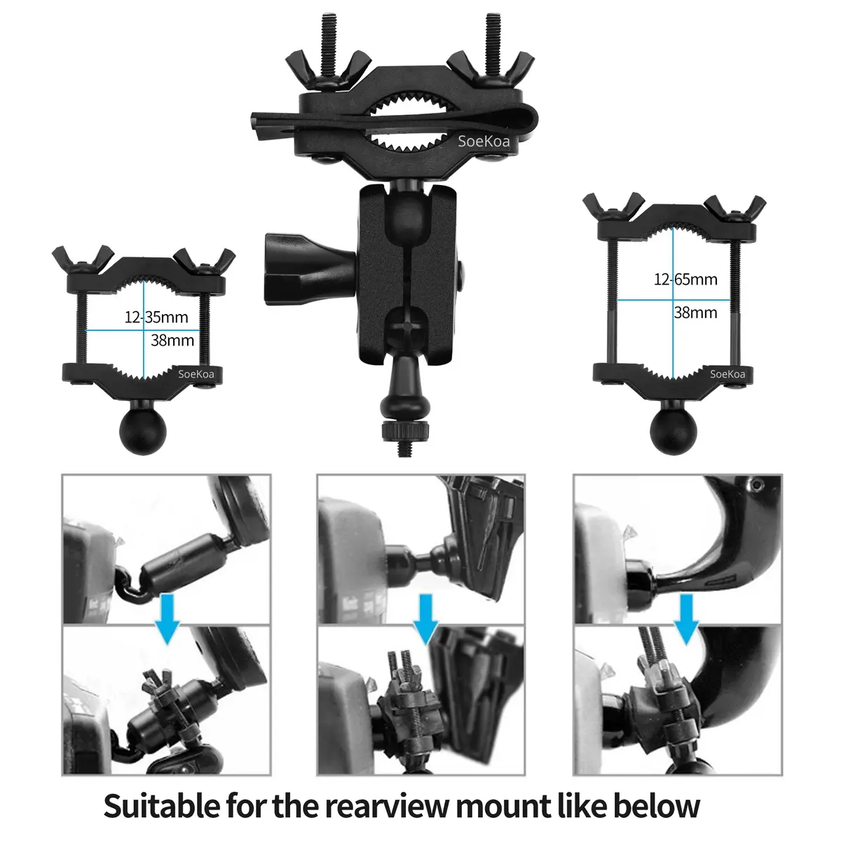 SoeKoa Dash Cam Mirror Mount with 16 Joints | 360° Rotation, Compatible with Most Dash Cams - view 5