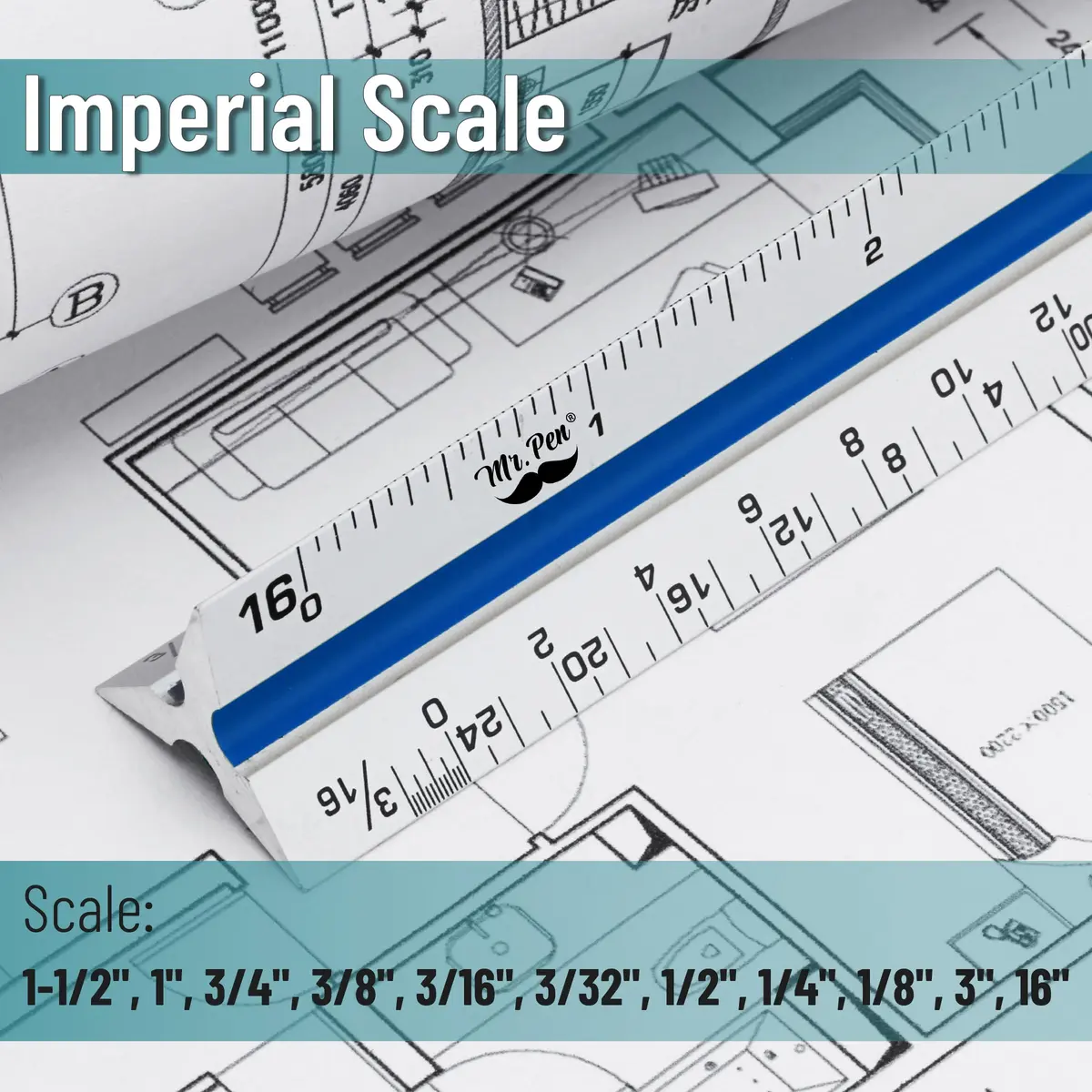 Mr. Pen Architectural Scale Ruler 12 Inch Silver | Drafting & Measuring Tool for Architects - view 4