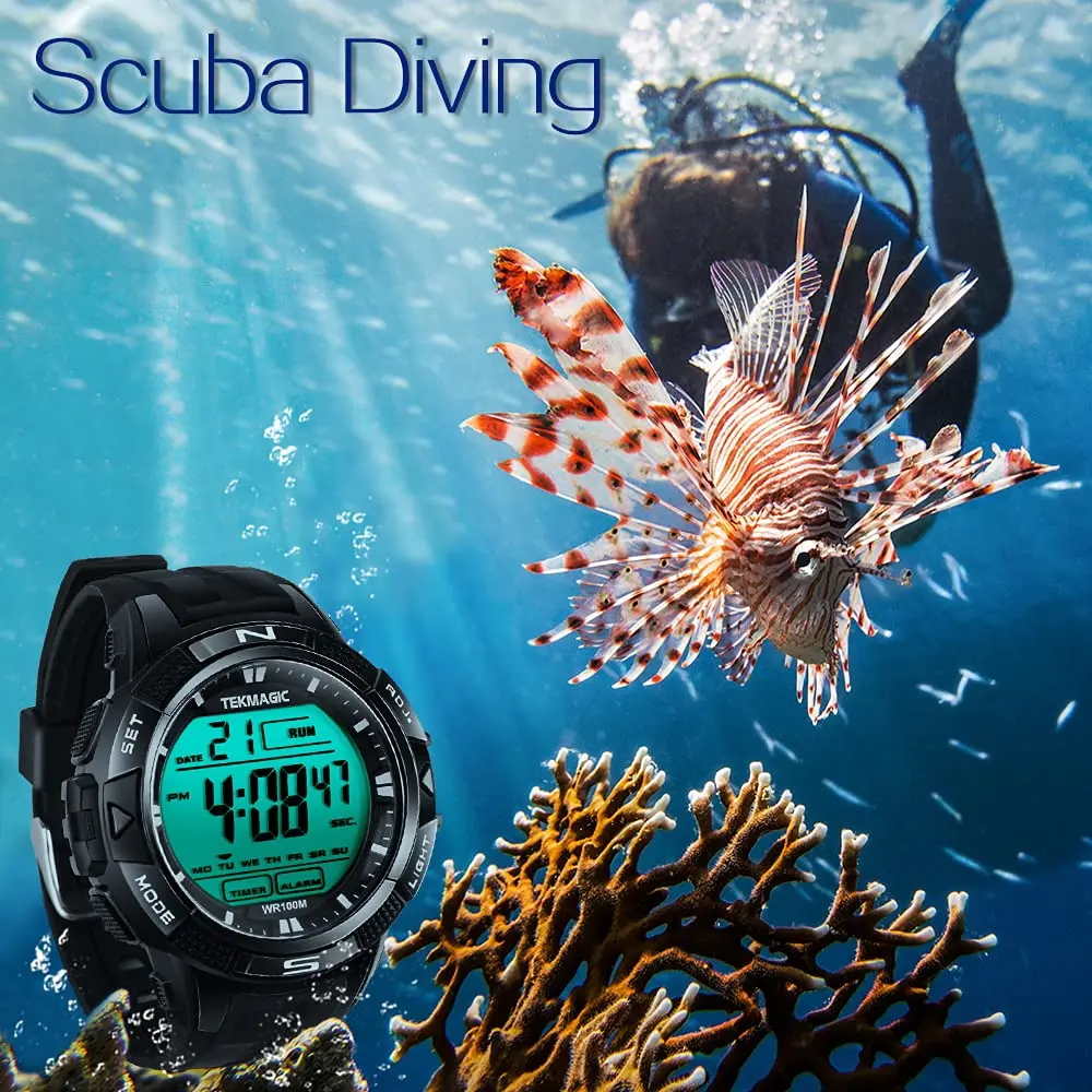 TEKMAGIC Digital Diving Watch 45mm Water-Resistant 10 ATM | Unisex Sport Wristwatch with LCD Screen - view 2
