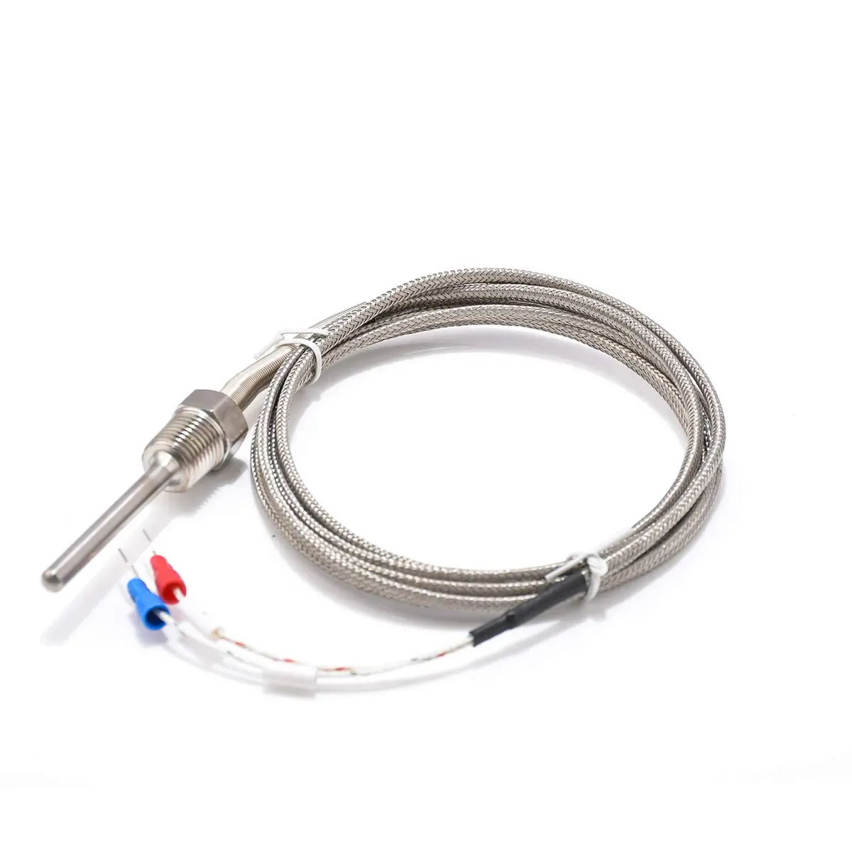 Jaybva K Type Thermocouple Sensor Probe 0-500℃ (50mm Length, 2m Shielded Wire) | Waterproof Industrial Temperature Measurement - main product image