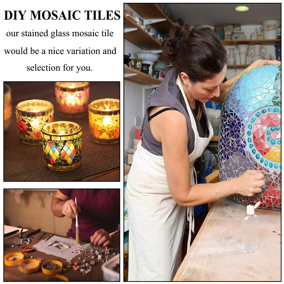 Csdtylh 1100 Pcs Glass Mosaic Tiles | Bulk Craft Supplies for Home & Art Projects - view 5