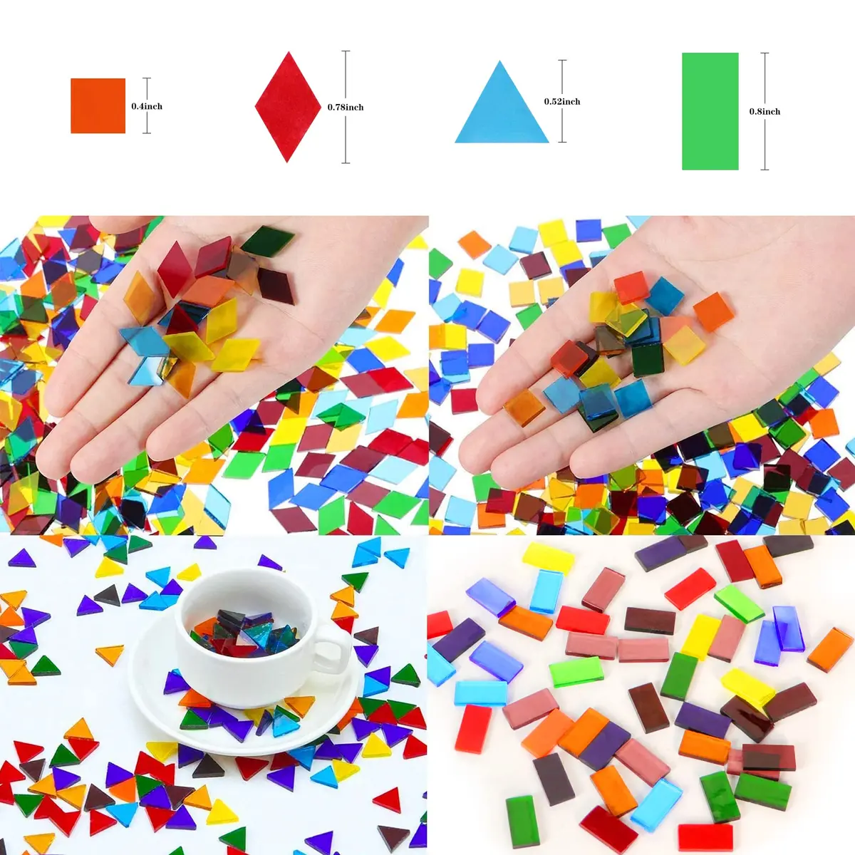 Csdtylh 1100 Pcs Glass Mosaic Tiles | Bulk Craft Supplies for Home & Art Projects - view 2