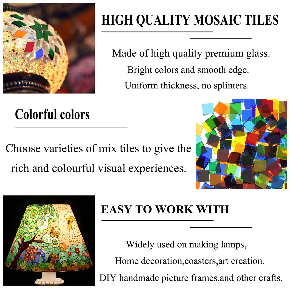 Csdtylh 1100 Pcs Glass Mosaic Tiles | Bulk Craft Supplies for Home & Art Projects - view 3