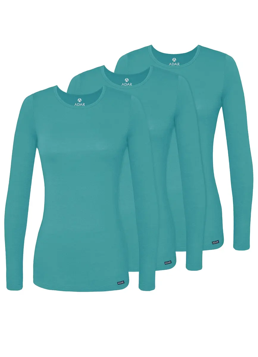 ADAR Medical Uniforms Underscrubs for Women 3 Pack - Long Sleeve Comfort Tee - M | Soft, Professional & Stylish - main product image