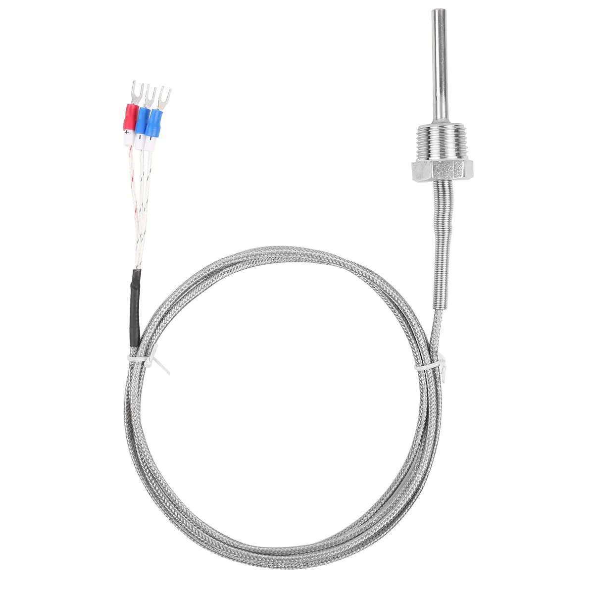 Jaybva Waterproof RTD PT100 Temperature Sensor Probe -50~500℃ | 3-Wire Stainless Steel NPT1/2" Pipe Thread with 2m Shielded Wire - view 2