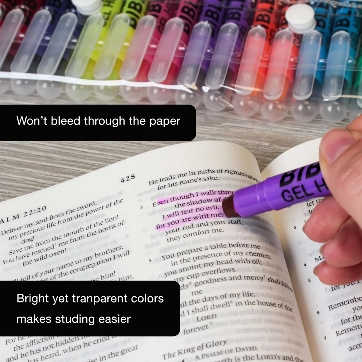 US Office Supply Bible Safe Highlighter Set of 16 | No Bleed Pastel Gel Markers for Bible Study & Journaling - view 6